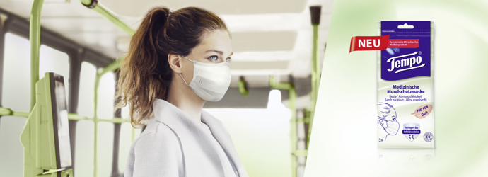 Die neuen Tempo Schutzmasken – Medizinischer Mundschutz, der angenehm zu tragen ist