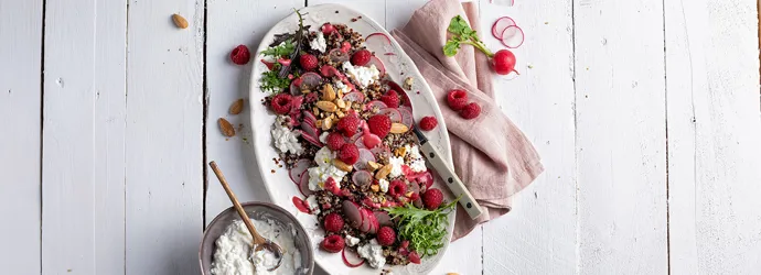 Immunbooster: Quinoasalat mit Himbeeren und Radieschen