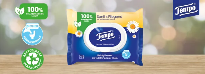 Die neuen Tempo Feuchte Toilettentücher